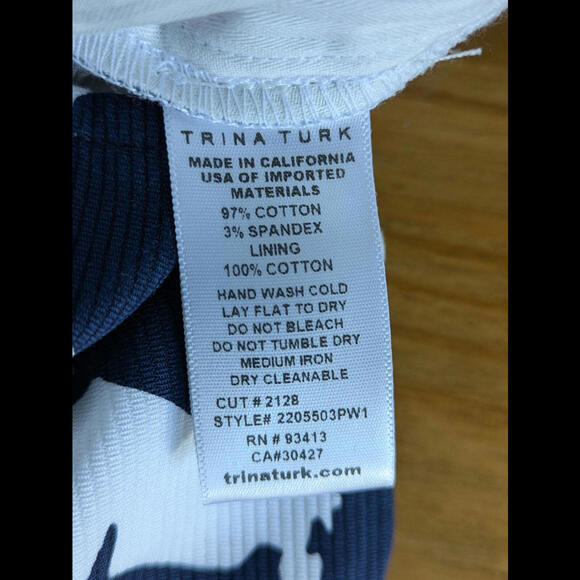 Trina Turk NWT Women's Size 10 Navy Blue White Pants - Picture 6 of 6